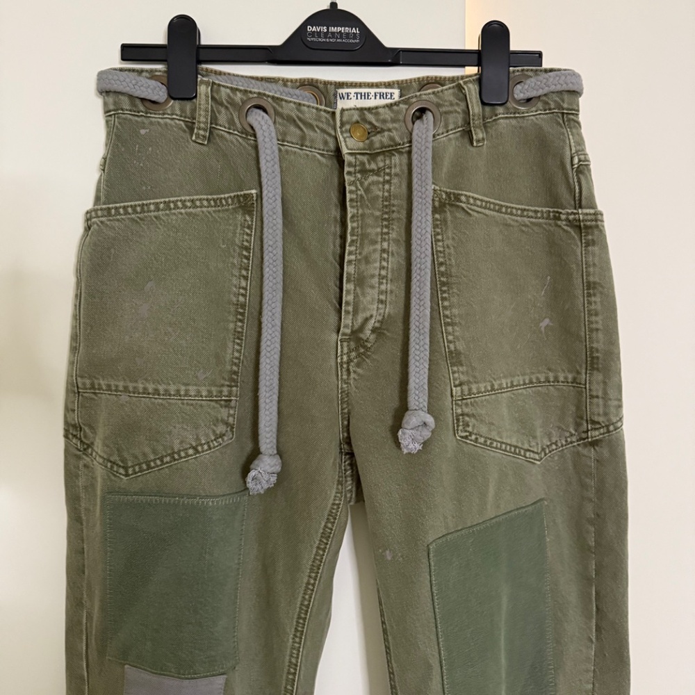 SOLD OUT!!! FREE PEOPLE We The Free Moxie Barrel leg jeans in ARMY - size 28R - Picture 7 of 14